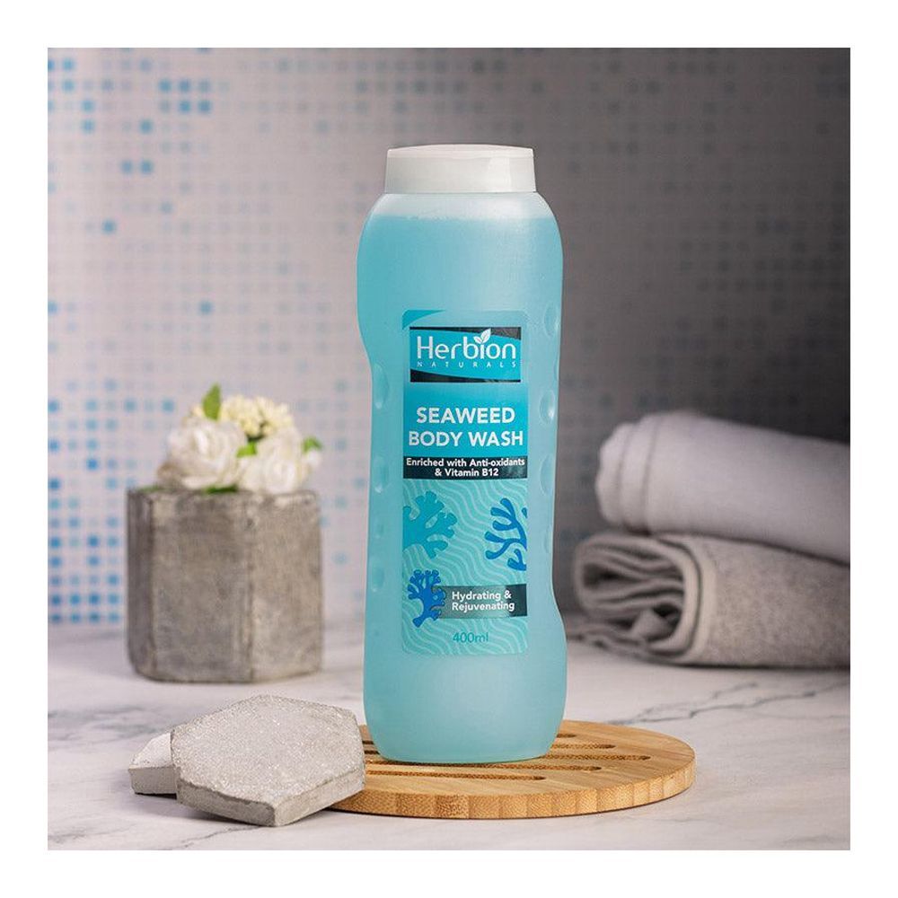 Herbion Naturals Hydrating & Rejuvenating Seaweed Body Wash, Paraben Free, 400ml - Image 3