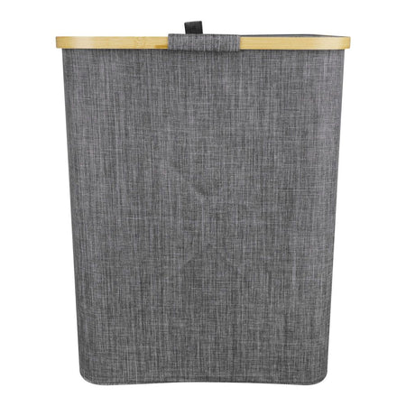 AJF Wooden Laundry Hamper/Basket with Lid, Bathroom Tall Laundry Bin, 19.7in (H) x 15in (W) x 11in (D), Grey, AY-5 - Image 2