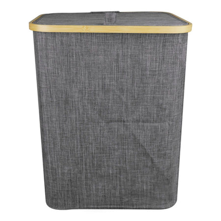 AJF Wooden Laundry Hamper/Basket with Lid, Bathroom Tall Laundry Bin, 19.7in (H) x 15in (W) x 11in (D), Grey, AY-5 - Image 3