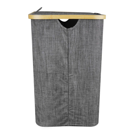 AJF Wooden Laundry Hamper/Basket with Lid, Bathroom Tall Laundry Bin, 19.7in (H) x 15in (W) x 11in (D), Grey, AY-5 - Image 4