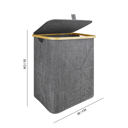 AJF Wooden Laundry Hamper/Basket with Lid, Bathroom Tall Laundry Bin, 19.7in (H) x 15in (W) x 11in (D), Grey, AY-5 - Image 6
