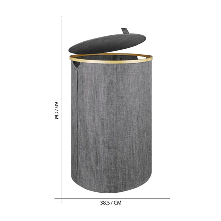 AJF Wooden Laundry Hamper/Basket with Lid, Bathroom Tall Laundry Bin, 23.6in (H) x 15.2in (W) x 12.8in (D), Grey, AY-6 - Image 6