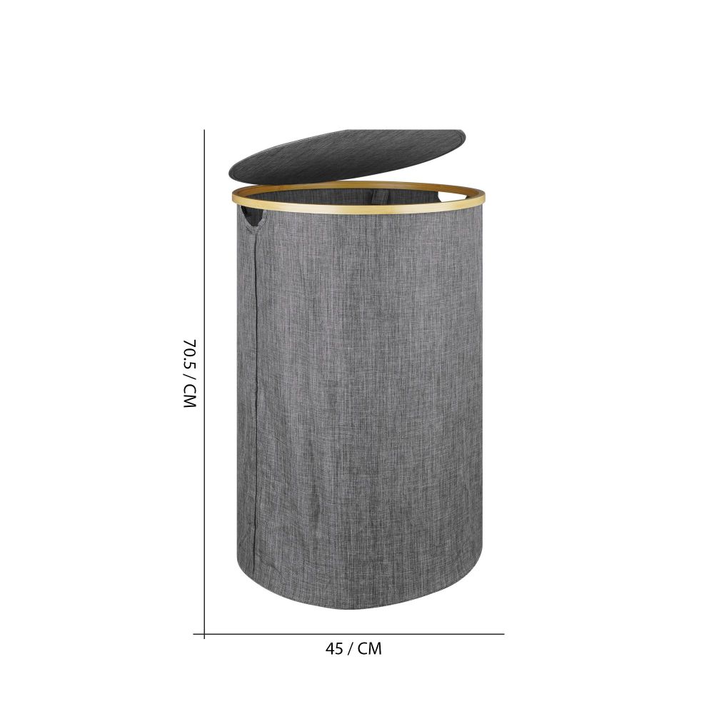 AJF Wooden Laundry Hamper/Basket with Lid, Bathroom Tall Laundry Bin, 27.8in (H) x 17.7in (W), Grey, AY-7 - Image 6