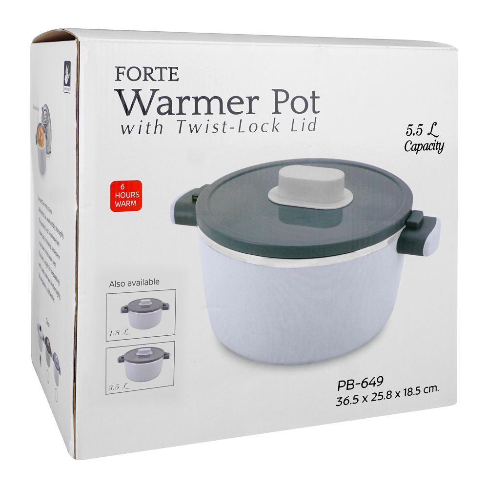 Happy Ware Forte Warmer Pot With Twist-Lock Lid, 5.5 Liter Capacity, 14.4in x 10.2in x 7.3in, White, SU-649 - Image 3