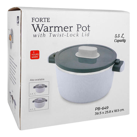 Happy Ware Forte Warmer Pot With Twist-Lock Lid, 5.5 Liter Capacity, 14.4in x 10.2in x 7.3in, Grey, SU-649 - Image 3