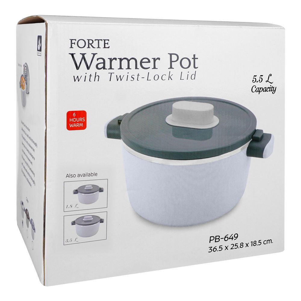 Happy Ware Forte Warmer Pot With Twist-Lock Lid, 5.5 Liter Capacity, 14.4in x 10.2in x 7.3in, Grey, SU-649 - Image 3