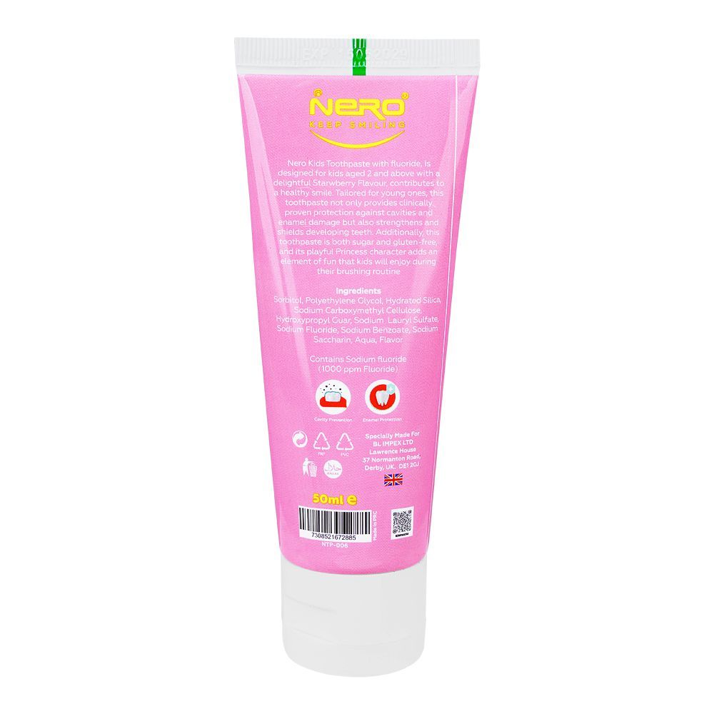 Nero Princess Strawberry Kids Toothpaste, 50ml - Image 2