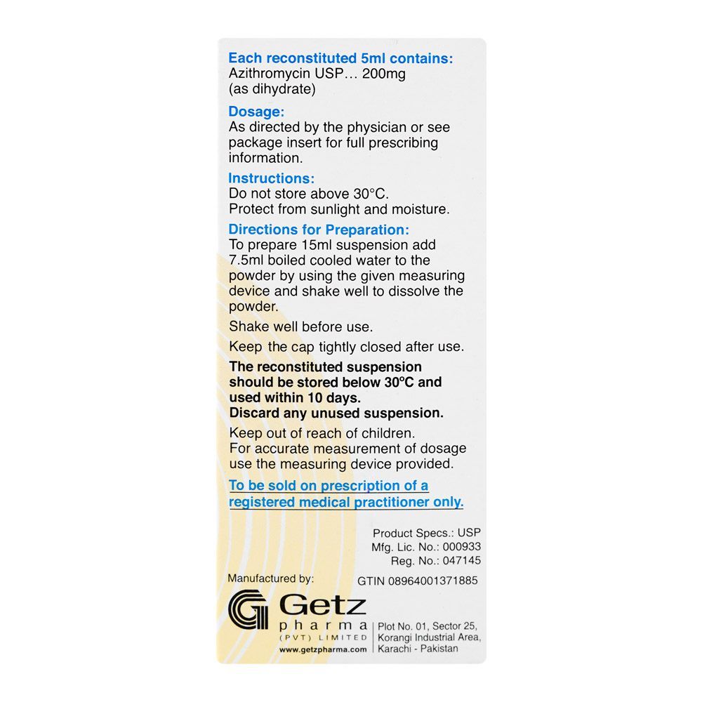 Zetro Oral Suspension, 200mg/5ml - Image 2