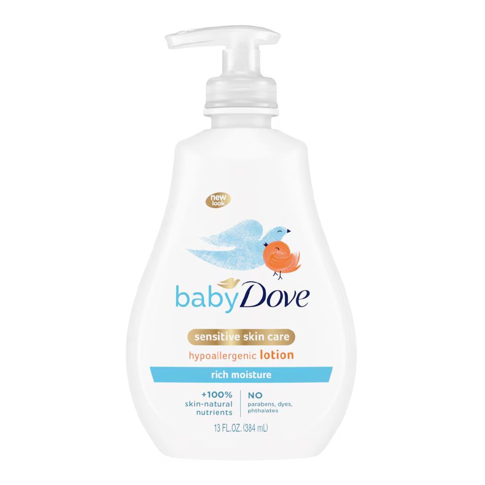 Dove Rich Moisture Sensitive Skin Hypoallergenic Baby Lotion, No Parabens, Cruelty Free, 384ml - Main Image