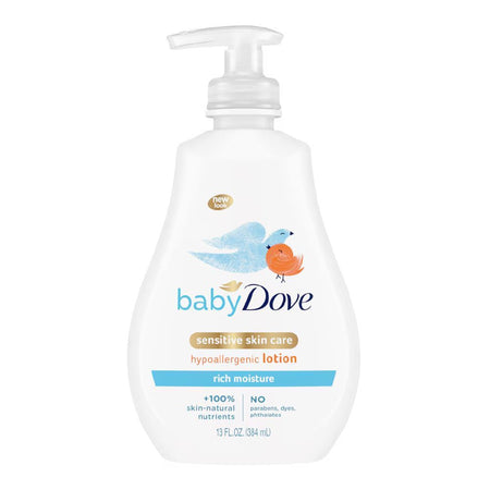Dove Rich Moisture Sensitive Skin Hypoallergenic Baby Lotion, No Parabens, Cruelty Free, 384ml - Main Image