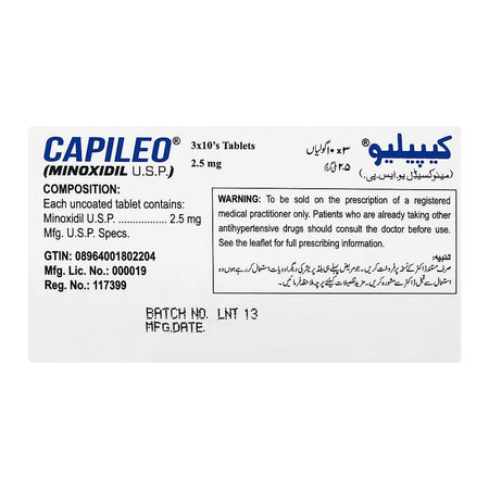 Schazoo Pharmaceutical Capileo Minoxidil U.S.P, 2.5mg, 30-Pack - Image 3