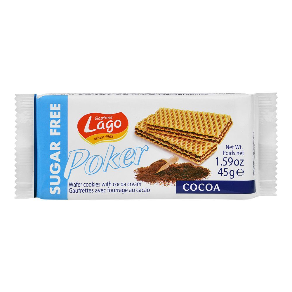 Lago Poker Cocoa Cream Sugar Free Wafers, 45g - Main Image