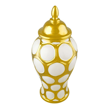 Bhoja Ceramic Vase Candy Jar, Gold, YC-039 - Image 2