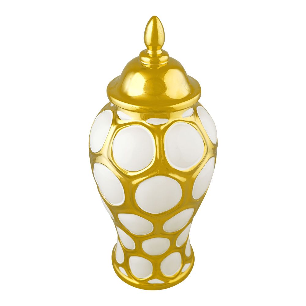 Bhoja Ceramic Vase Candy Jar, Gold, YC-039 - Image 2