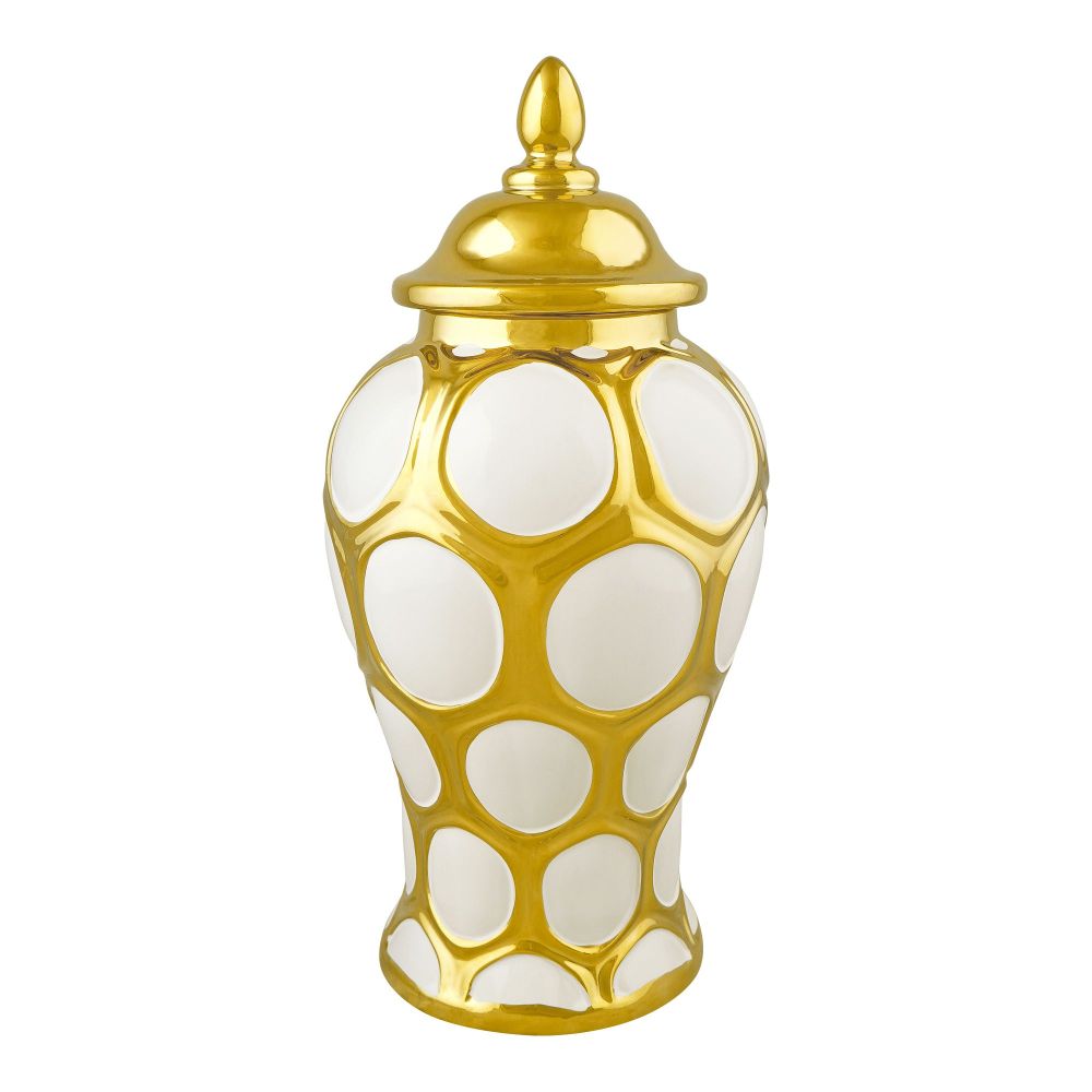 Bhoja Ceramic Vase Candy Jar, Gold, YC-040 - Main Image