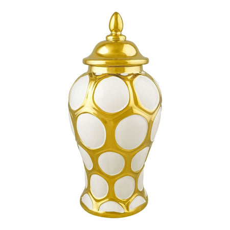 Bhoja Ceramic Vase Candy Jar, Gold, YC-040 - Main Image