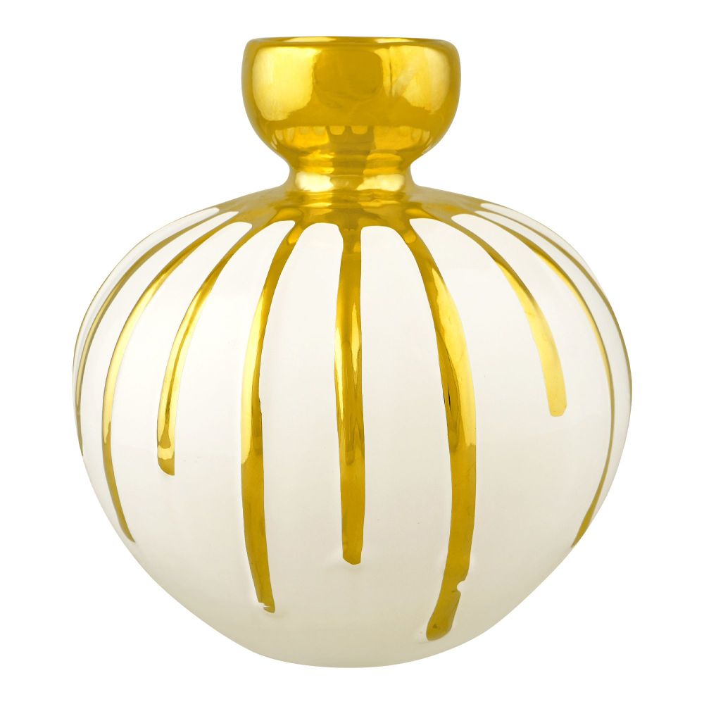 Bhoja Ceramic Vase Candy Jar, Gold, YC-046 - Main Image