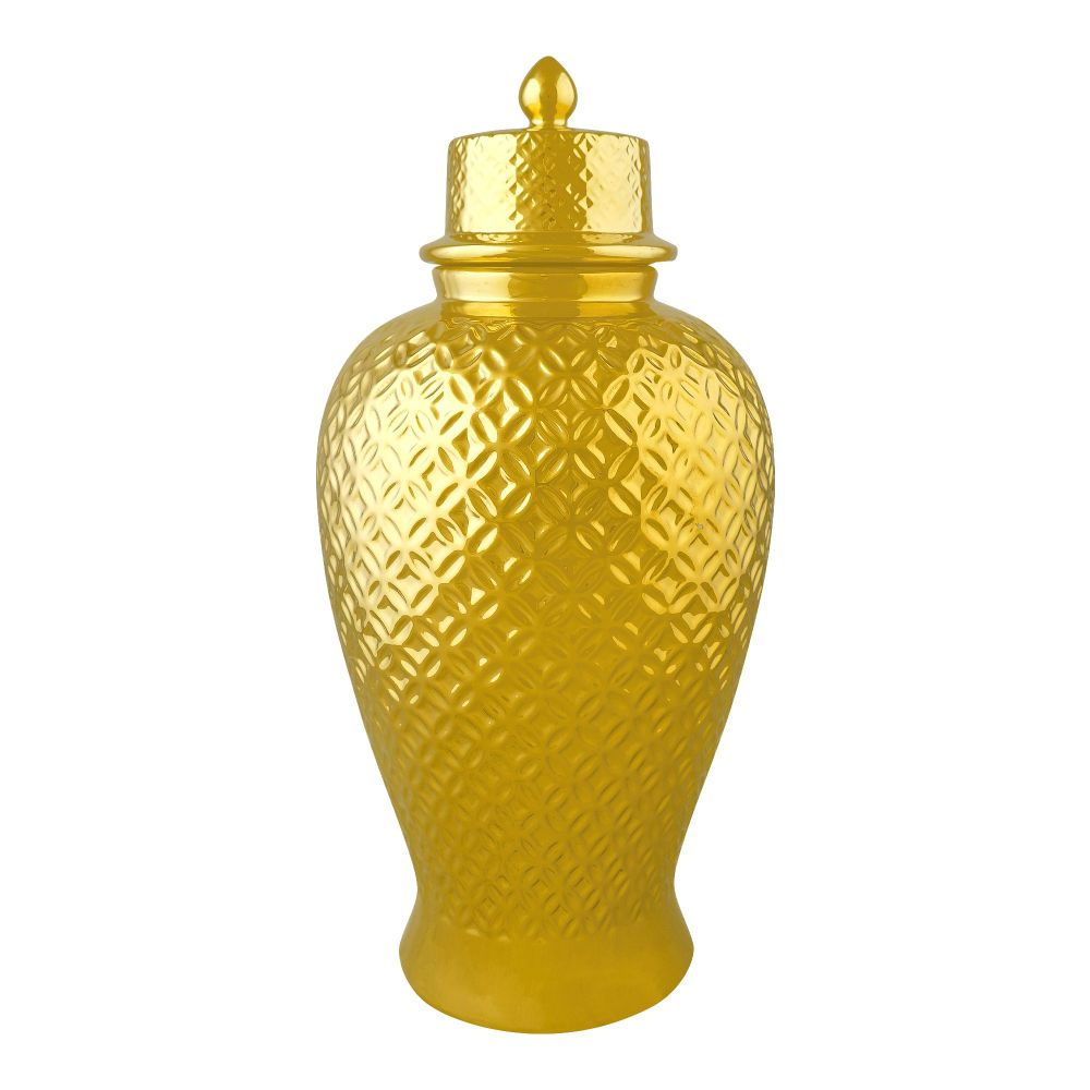 Bhoja Ceramic Vase Candy Jar, Gold, YC-084 - Main Image