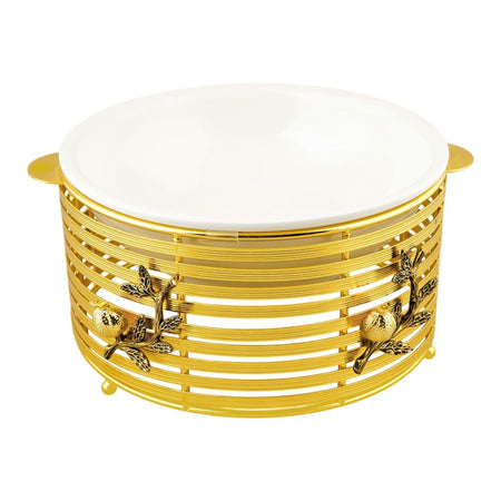 Alpen Berg Round Buffet Serving Dish with Lid & Tong, Orchid Gold, WB1204 - Main Image