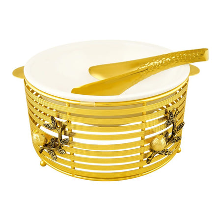 Alpen Berg Round Buffet Serving Dish with Lid & Tong, Orchid Gold, WB1204 - Image 4
