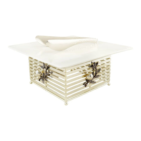 Alpen Berg Square Buffet Serving Dish with Lid & Tong, Orchid Silver, WB1212 - Image 3