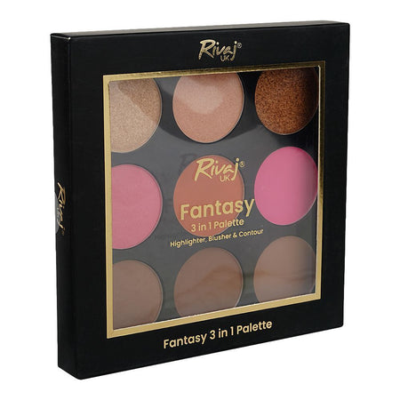 Rivaj UK Fantasy 3 In 1 Highlighter Blusher & Contour Palette, Long-Lasting, 01 - Image 2