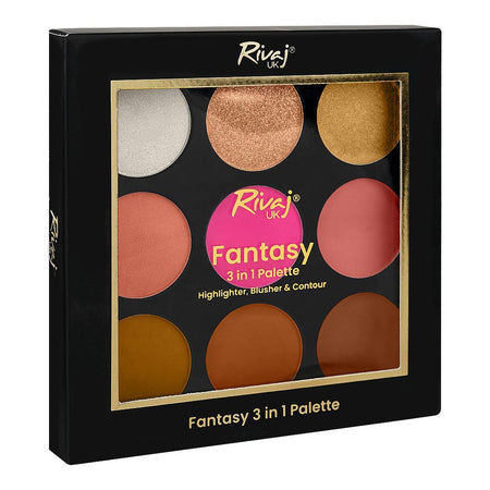 Rivaj UK Fantasy 3 In 1 Highlighter Blusher & Contour Palette, Long-Lasting, 02 - Image 2