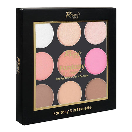 Rivaj UK Fantasy 3 In 1 Highlighter Blusher & Contour Palette, Long-Lasting, 03 - Image 2