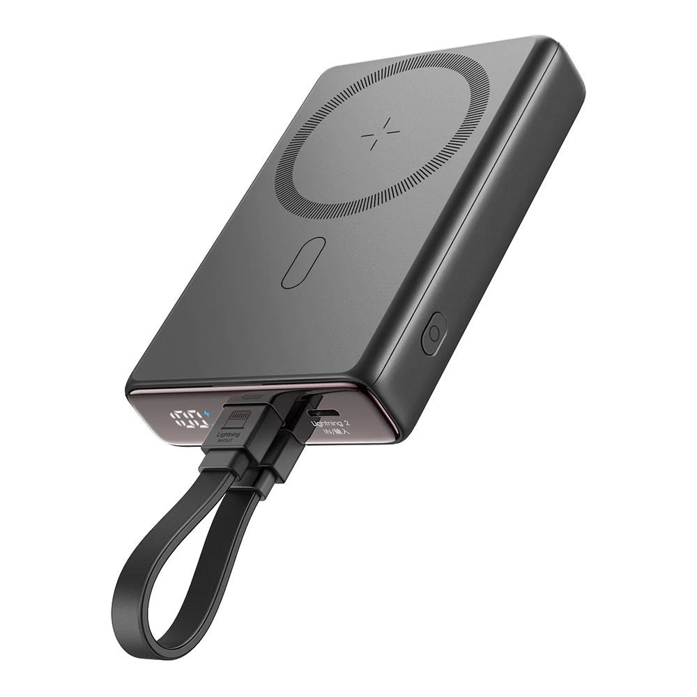 Joyroom 20W Magnetic Wireless Power Bank With Built-In Cable & Kickstand, 10000mAh, Black, JR-PBM01 - Main Image