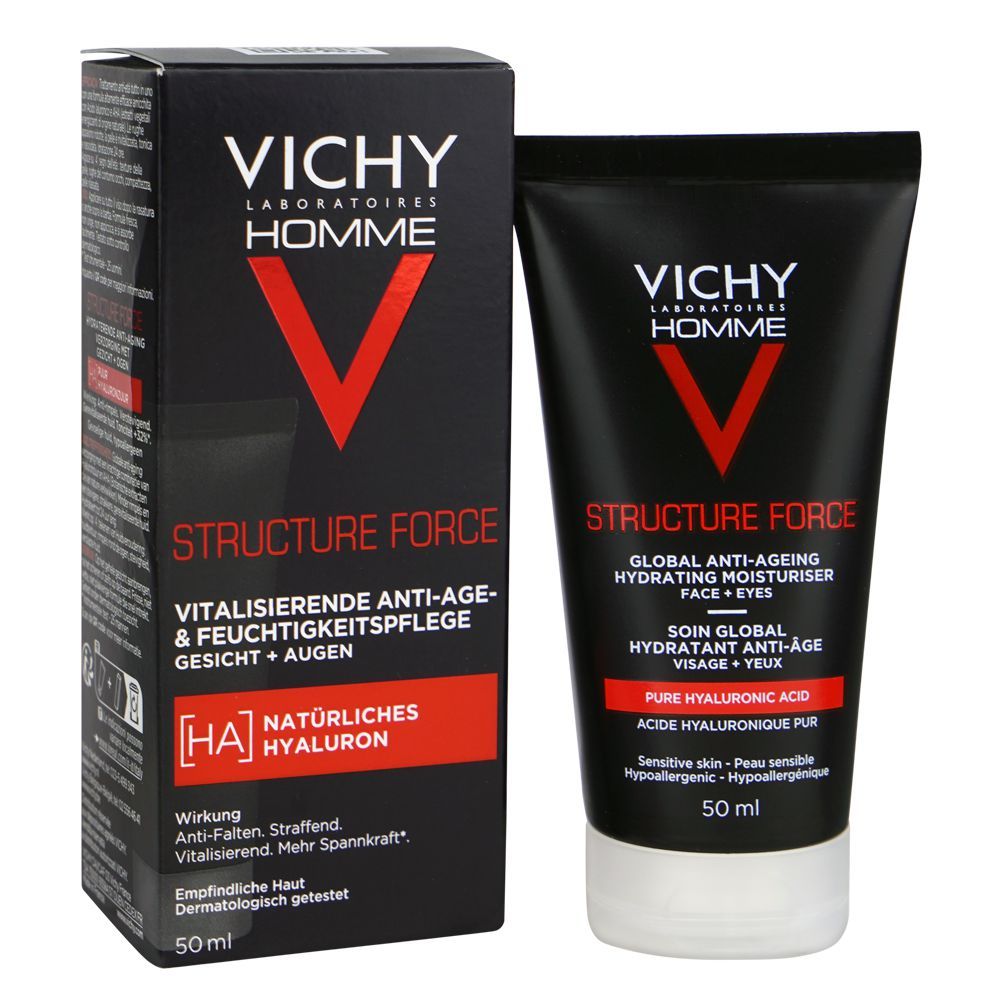 Vichy Homme Structure Force Anti-Ageing Hydrating Moisturizer, For Men's Sensitive Skin, 50ml - Main Image