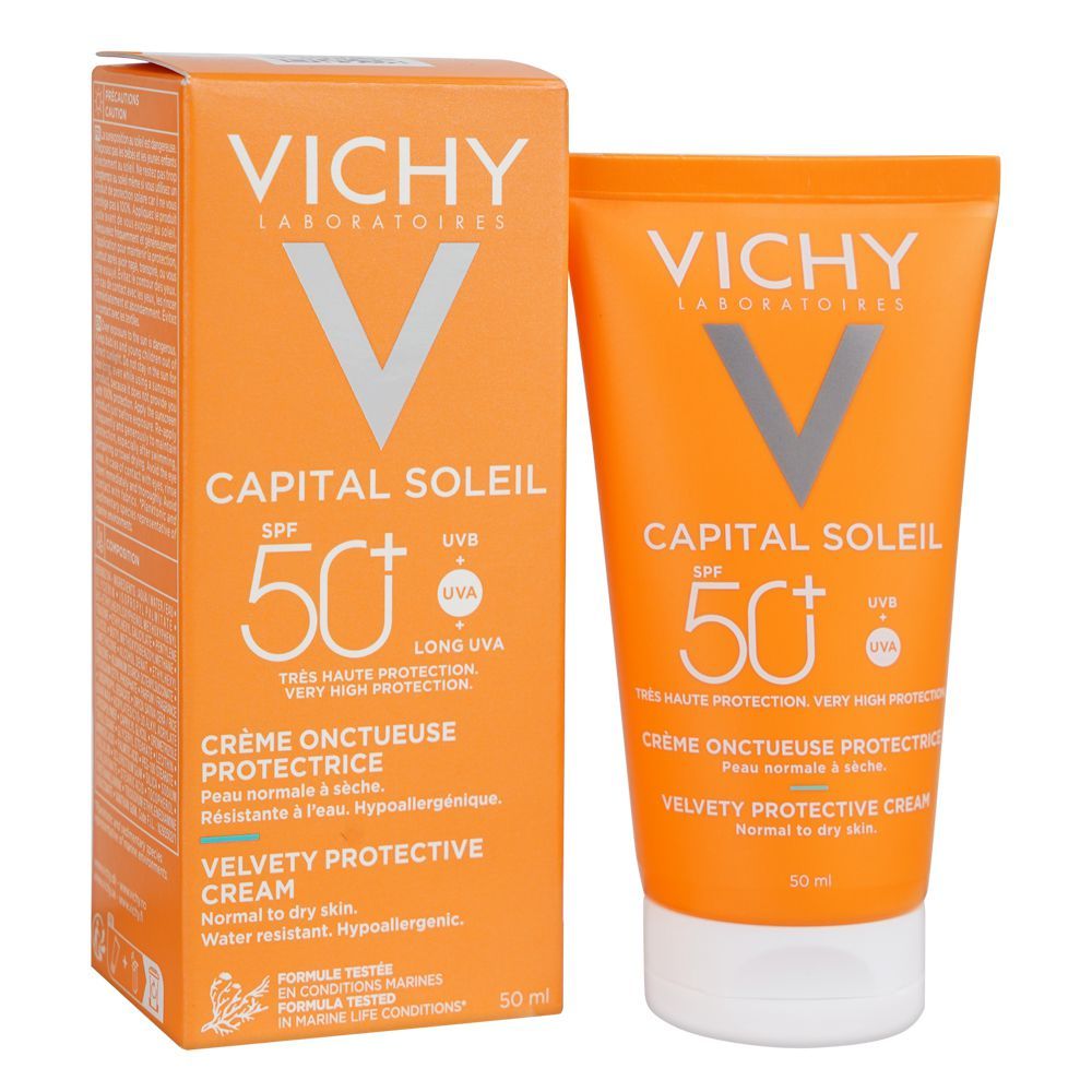 Vichy Capital Ideal Soleil SPF-50+ Velvety Face Sun Cream, For Sensitive Skin, 50ml - Main Image