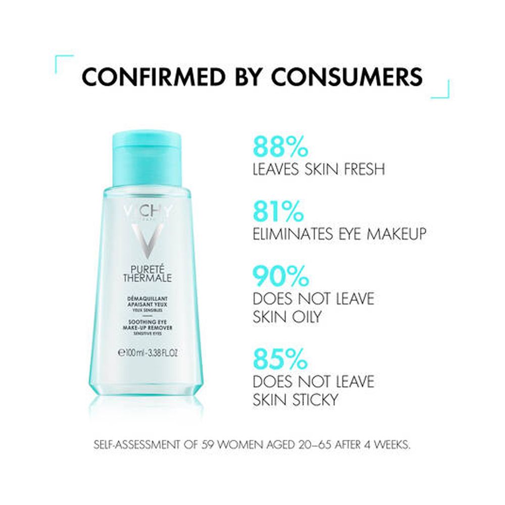 Vichy Purete Thermale Soothing Eye Make-up Remover, For Sensitive Eyes, 100ml - Image 4