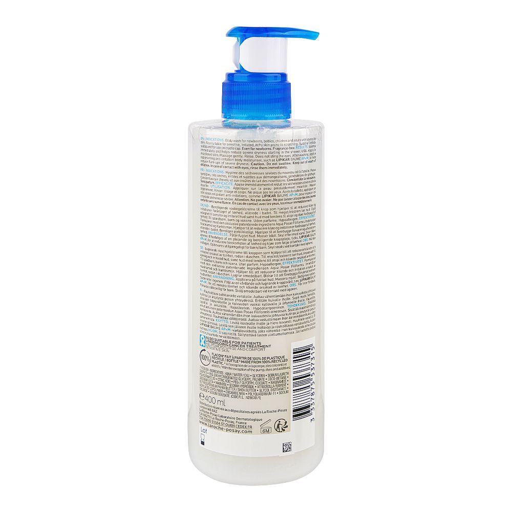 La Roche-Posay Lipikar Syndet Ap+ Body Wash Shower Cream, For Sensitive, Dry Skin, 400ml - Image 2