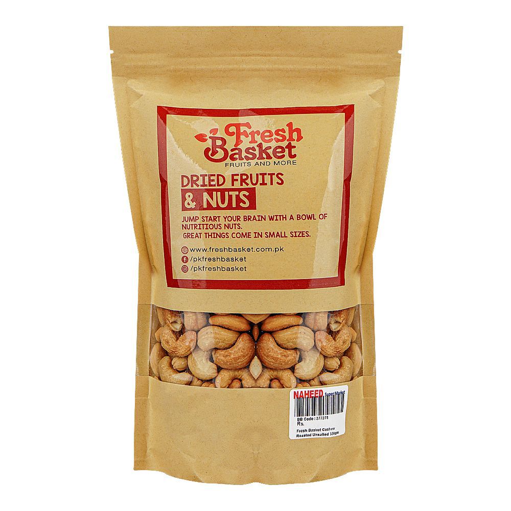 Fresh Basket Roasted Unsalted Cashew, 500g - Main Image