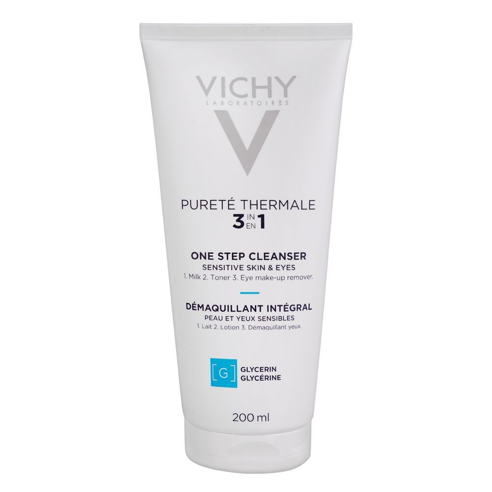 Vichy Purete Thermale 3-in-1 Face Cleanser (Milk+Toner+Eye Makeup Remover), For Sensitive Skin and Eyes, 200ml - Main Image