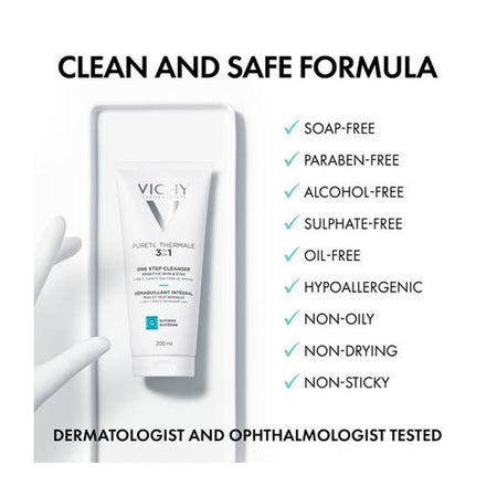 Vichy Purete Thermale 3-in-1 Face Cleanser (Milk+Toner+Eye Makeup Remover), For Sensitive Skin and Eyes, 200ml - Image 7