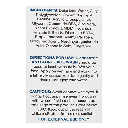 Clariderm Anti-Acne Face Wash, For Dry, Combination and Oily Skin, 60ml - Image 5