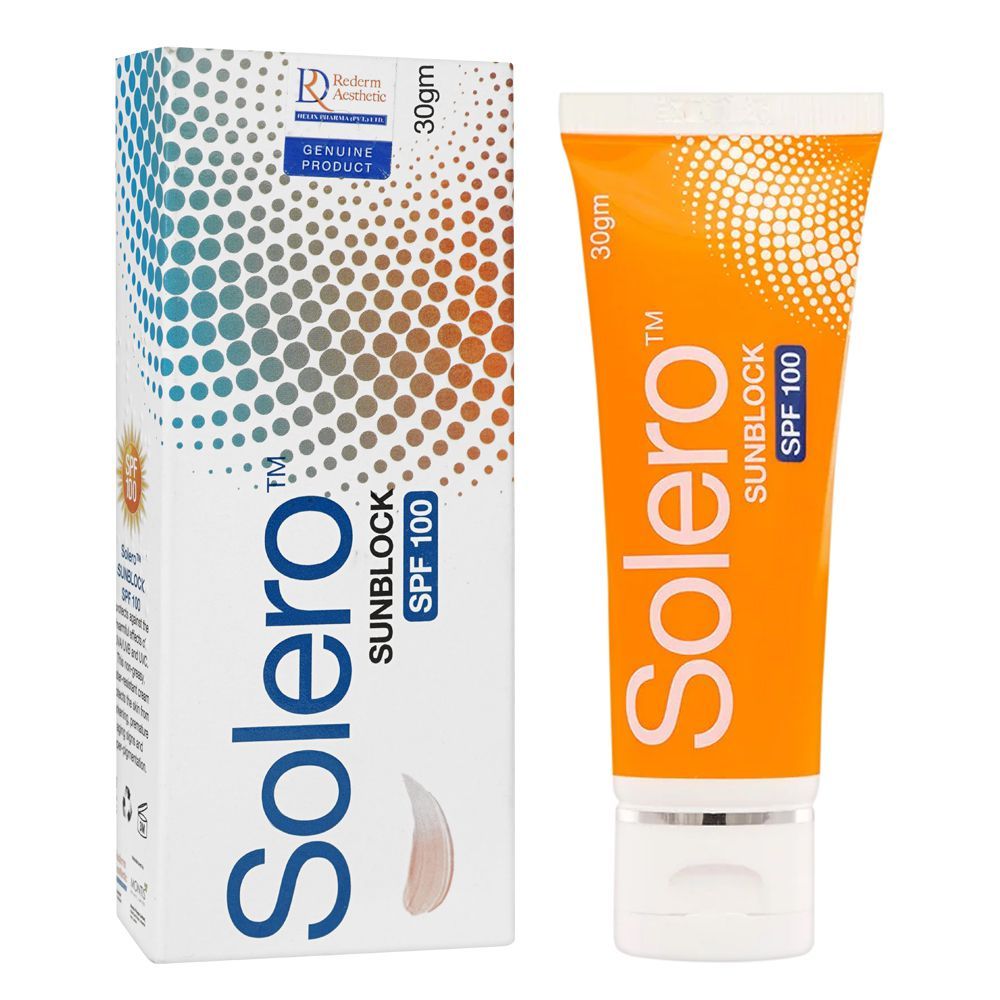 Solero Sun Block SPF-100, Protects UVA/UVB, Reduce Hyperpigmentation and Dark Spots, 30g - Main Image