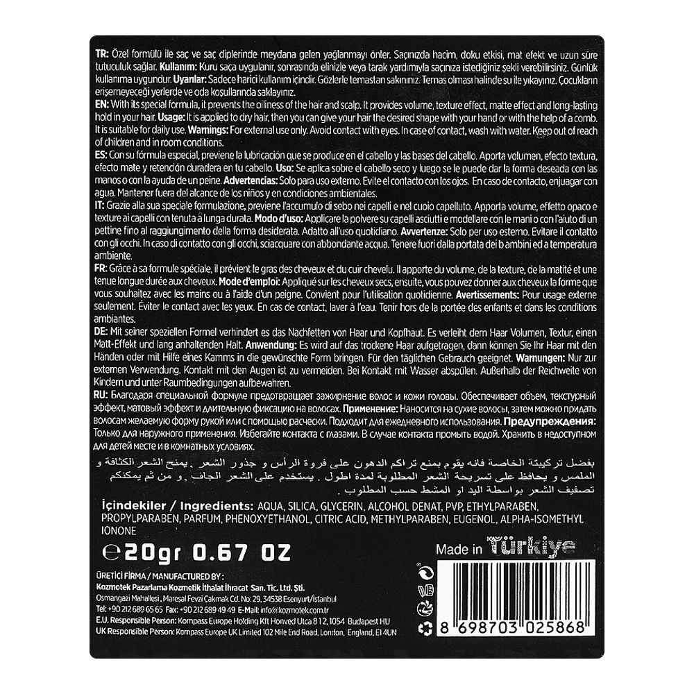 Agiva Salon Professional Styling Dust Strong Hold 02 Matt Shapes Powder Wax, 20g - Image 6