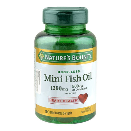 Nature's Bounty Mini Fish Oil, 1290mg, Bottle (90 Mini Coated Softgels) - Main Image