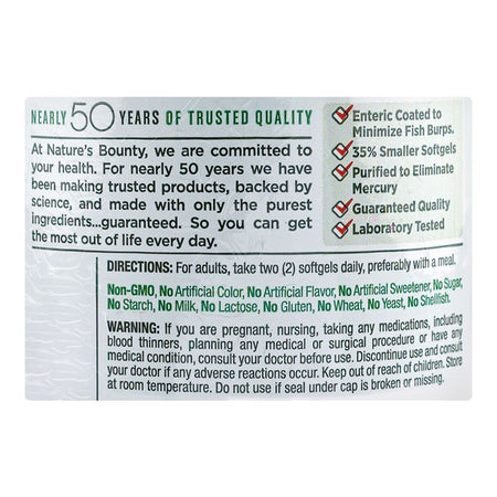 Nature's Bounty Mini Fish Oil, 1290mg, Bottle (90 Mini Coated Softgels) - Image 3