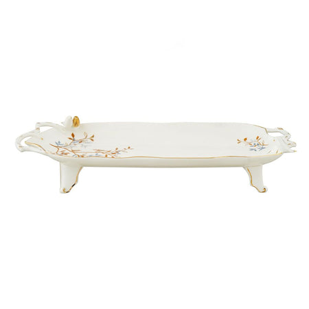 Angela 15" B-Leaves Floral Serving Tray, BRD352 - Main Image