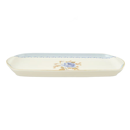 Angela 10.5" Floral Long Serving Platter, Blue, MK193 - Main Image