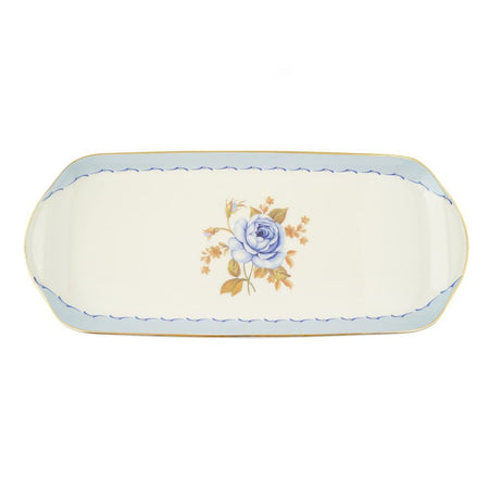 Angela 10.5" Floral Long Serving Platter, Blue, MK193 - Image 2
