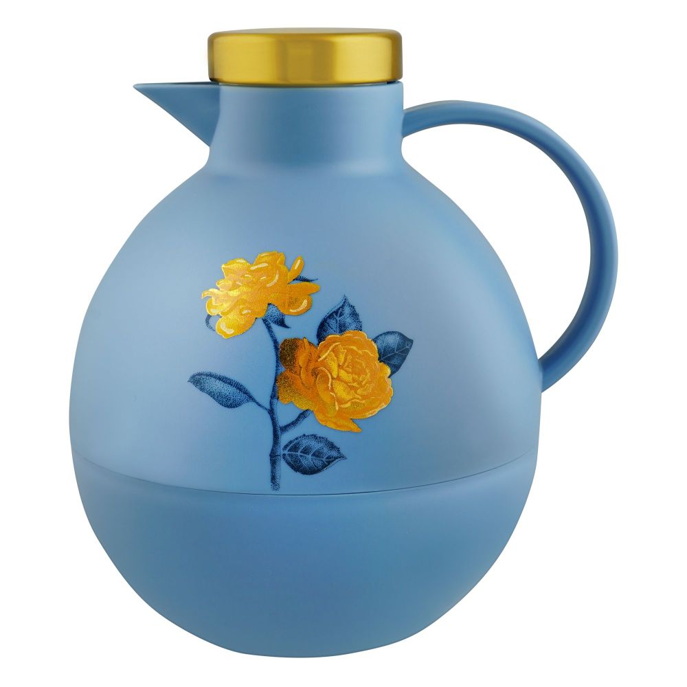 Angela Floral Round Vacuum Flask Thermos Jug, 750ml, Blue, MK195 - Main Image