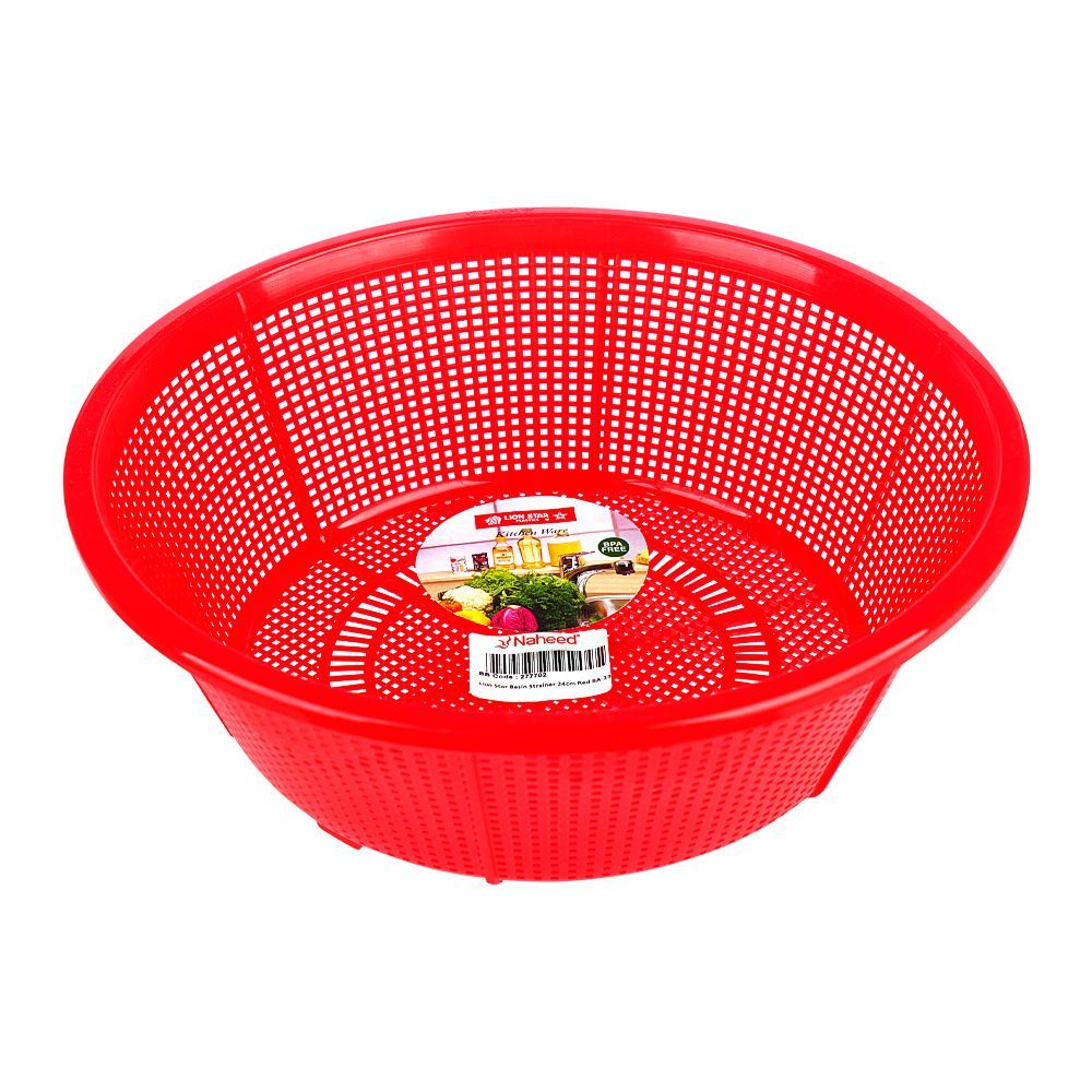 Lion Star 24cm Plastic Basin Strainer, Red, BA-33 - Main Image