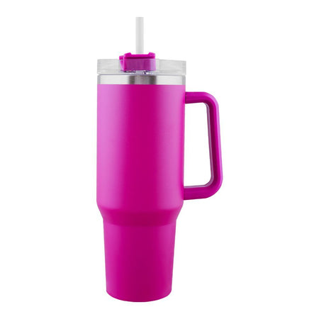 Stainless Steel Insulated Travel Coffee Tumbler with Handle & Straw Lid, Purple, (1971-1) 0000985 - Image 2