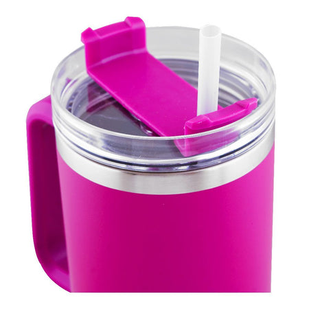 Stainless Steel Insulated Travel Coffee Tumbler with Handle & Straw Lid, Purple, (1971-1) 0000985 - Image 3