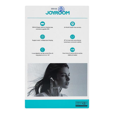 Joyroom True Wireless Earbuds, White, JR-T03S Pro - Image 5