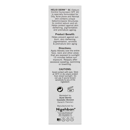 Helio Derm Sc Sebum Control Sunscreen, Oil Free, SPF 40, PA+++, Waterproof, 30g - Image 2